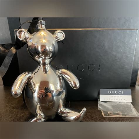 Gucci Silver Glass Bear Ornament from Tom Ford Era 